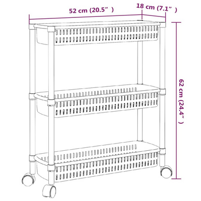 3-Tier Storage Trolley Silver and White Aluminum