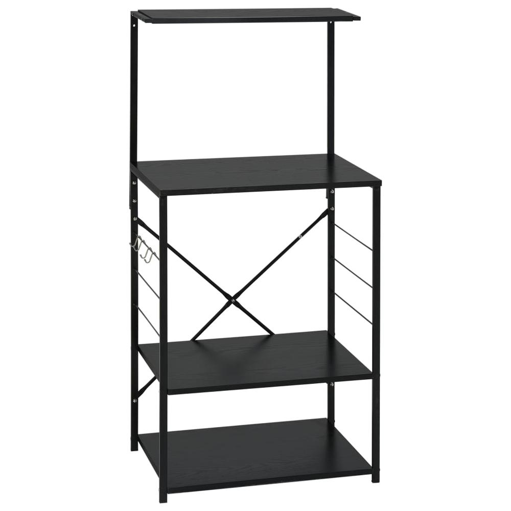 Microwave Cabinet Black 23.6"x15.6"x48.4" Engineered Wood