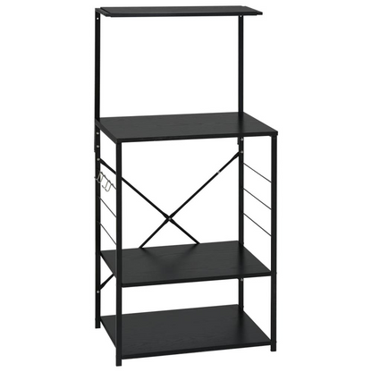 Microwave Cabinet Black 23.6"x15.6"x48.4" Engineered Wood