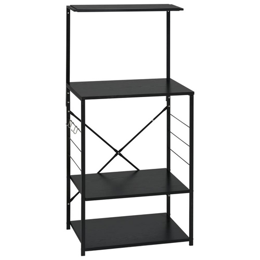 Microwave Cabinet Black 23.6"x15.6"x48.4" Engineered Wood