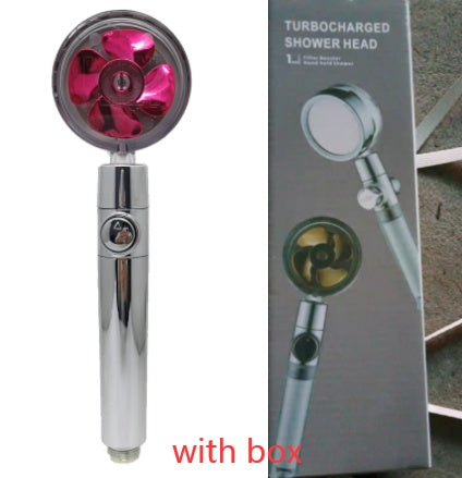 a shower head with a box and a fan