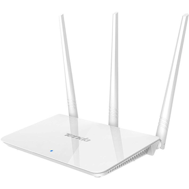 a white router with three antennas