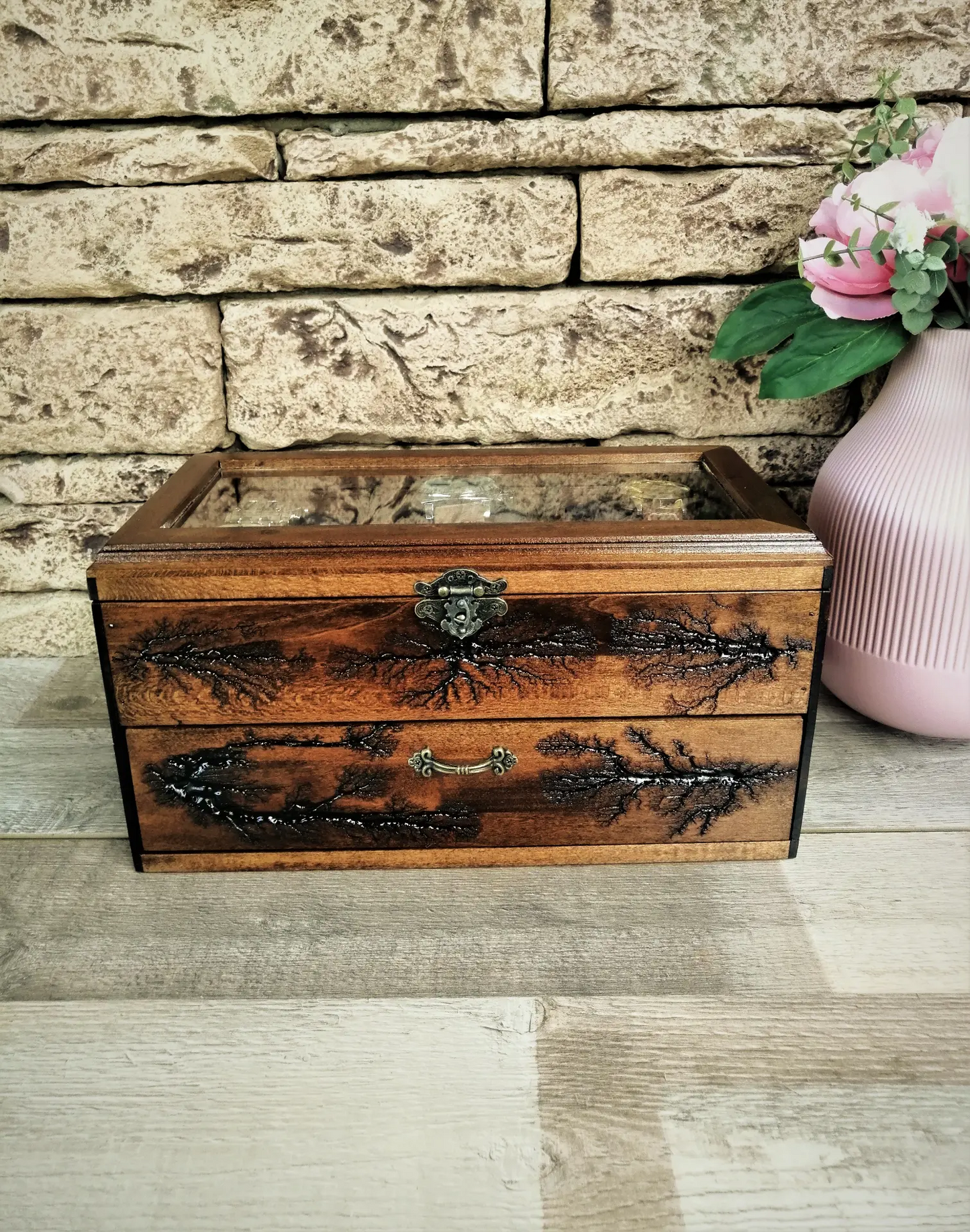 Wood Watch Box 12 Slots Lichtenberg Figure