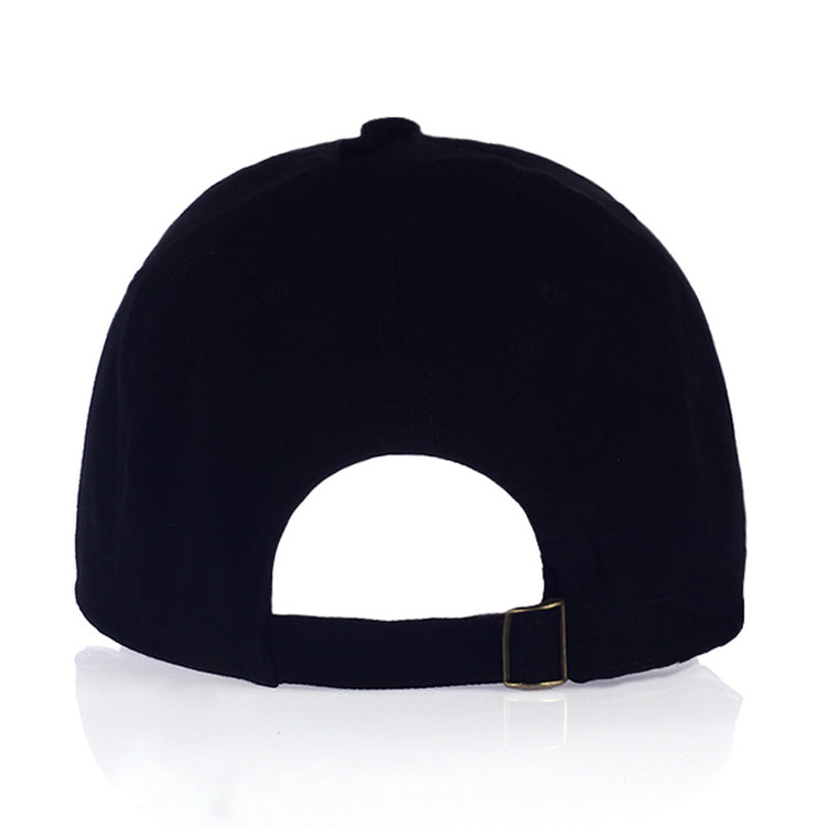 a black hat with a gold buckle