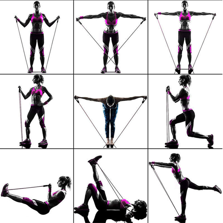 a collage of a woman exercising with a skipping rope