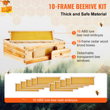 VEVOR Bee Hive Medium Box Starter Kit, 100% Beeswax Coated Natural Cedar Wood, Langstroth Beehive Kit with 10 Frames and Foundations, Transparent Acrylic Bee Windows for Beginners and Pro Beekeepers