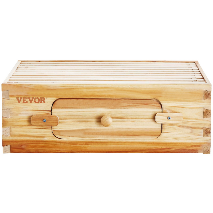 a wooden box with a door