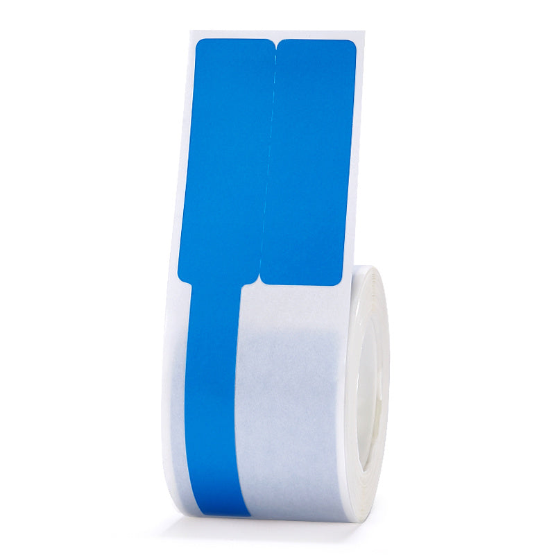 a roll of blue label