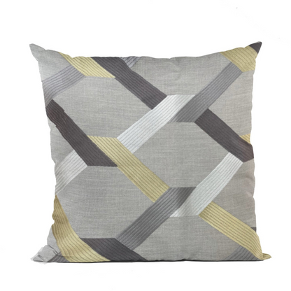 Valencia White Purple and Taupe Handmade Luxury Pillow