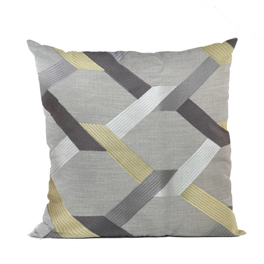 Valencia White Purple and Taupe Handmade Luxury Pillow