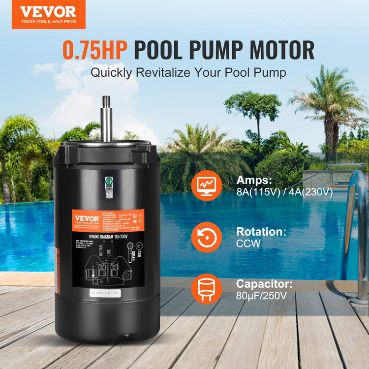 a pool pump with a pool in the background