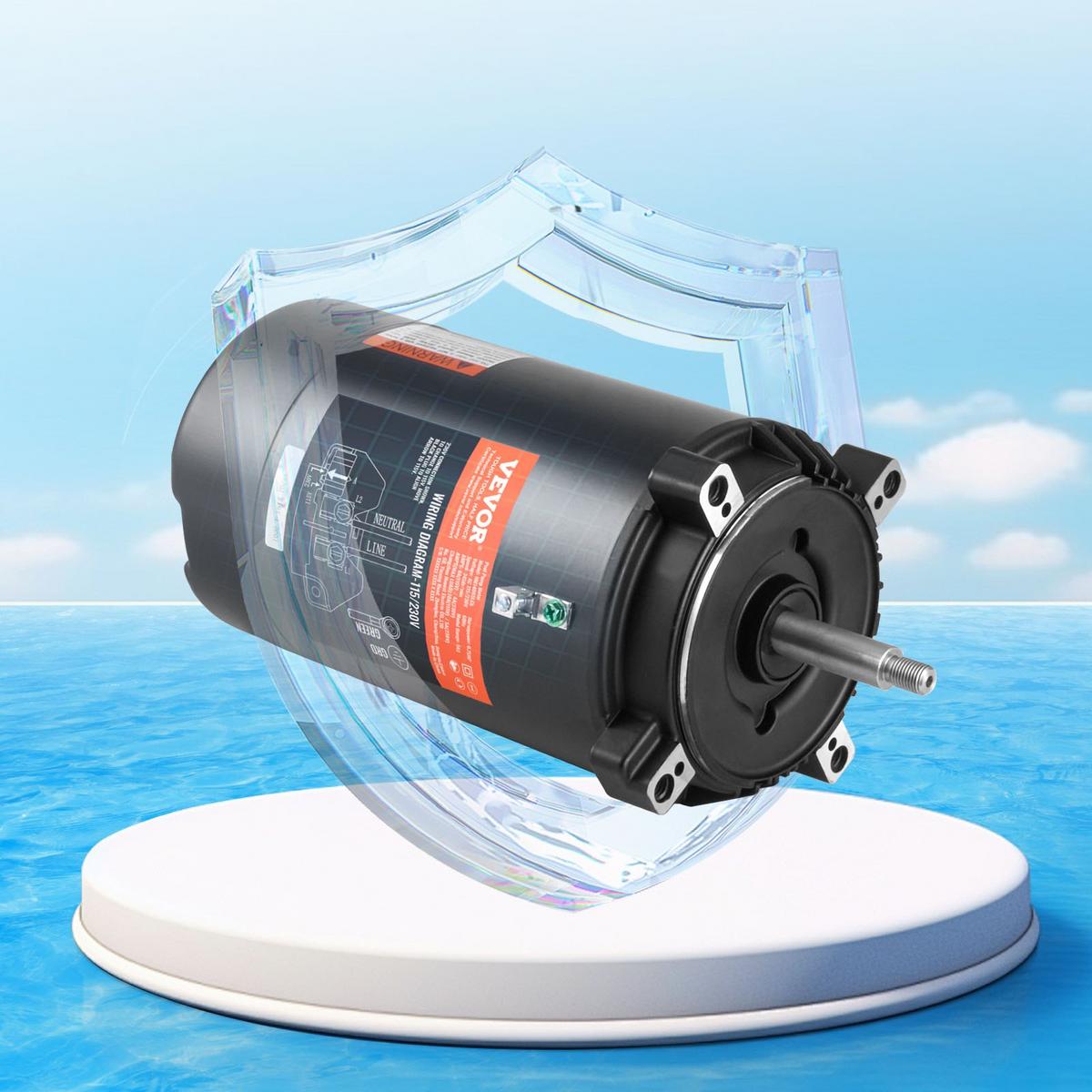 a black cylinder on a white platform