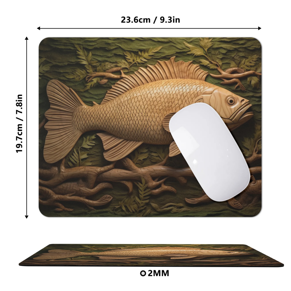 a mouse pad with a fish on it