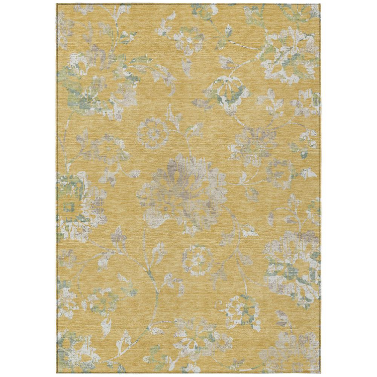 a yellow and grey rug
