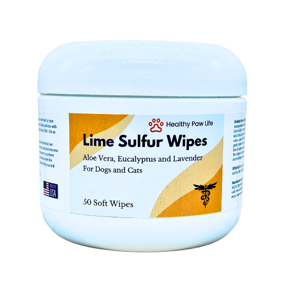 Healthy Paw Life’s Lime Sulfur Wipes - Relief for Itching, Scratching, and Redness - Infused with Lime Sulfur, Aloe & Essential Oils - Skin Care Solution for Pets (50ct, 2" Skin Soothe Wipes)
