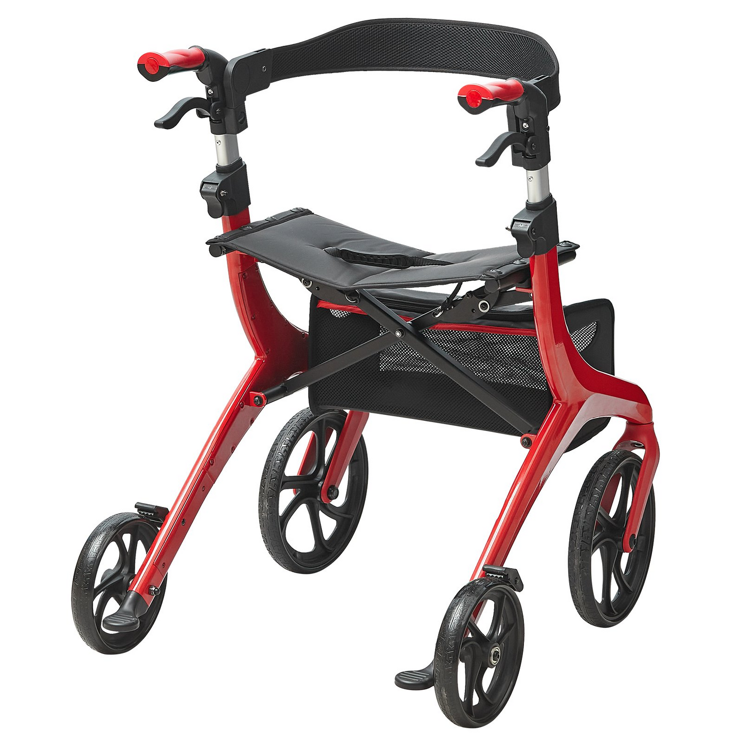 VEVOR Folding Rollator Walker for Seniors and Adults, Lightweight Aluminum Rolling Walker with Seat and Adjustable Handle, 4-Wheel Outdoor Mobility Walker with Spacious Storage Bag, 300LBS Capacity