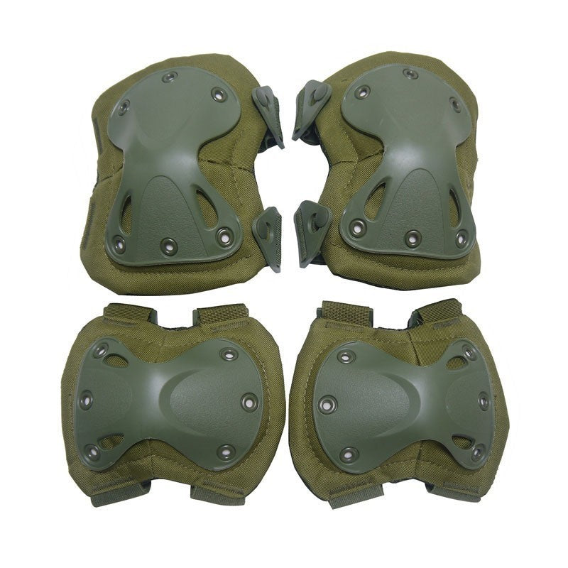 a group of knee pads