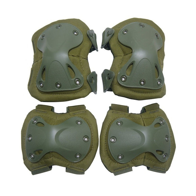 a group of knee pads