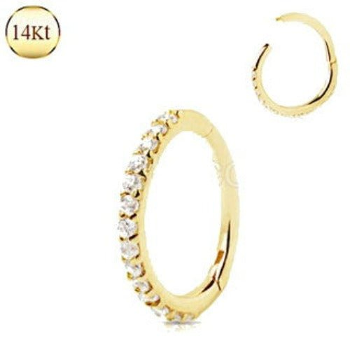 a gold hoop earrings with diamonds