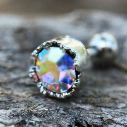 a close up of a earring