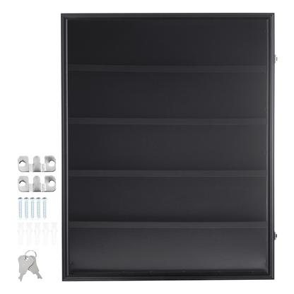 VEVOR 35 Graded Sports Card Display Case, 24.3x30.5x2.1 in, Baseball Card Display Frame with 98% UV Protection Clear View PC Glass, Lockable Wall Cabinet for Football Basketball Hockey Trading Card