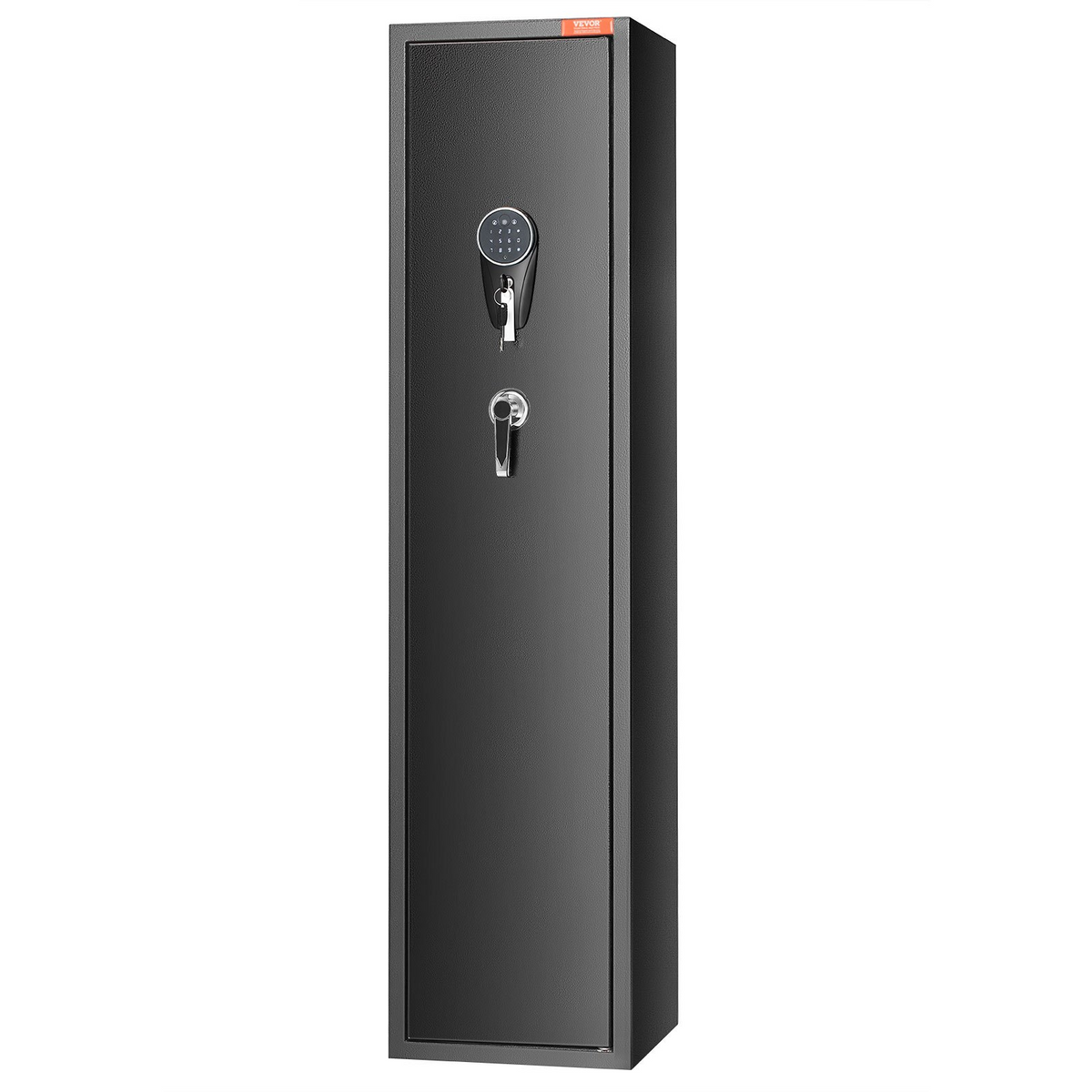 a black metal safe with a combination lock