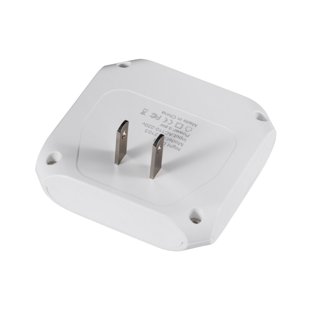 a white square object with two metal plugs