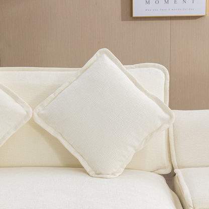 112.6" Sectional Sofa Chenille Upholstered Sofa with Two Removable Ottoman, Two USB Ports, Two Cup Holders and Large Storage Box for Living Room, Beige