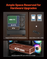 Mid-Tower ATX Gaming PC Case with Dual Glass Panels and 6 ARGB Fans