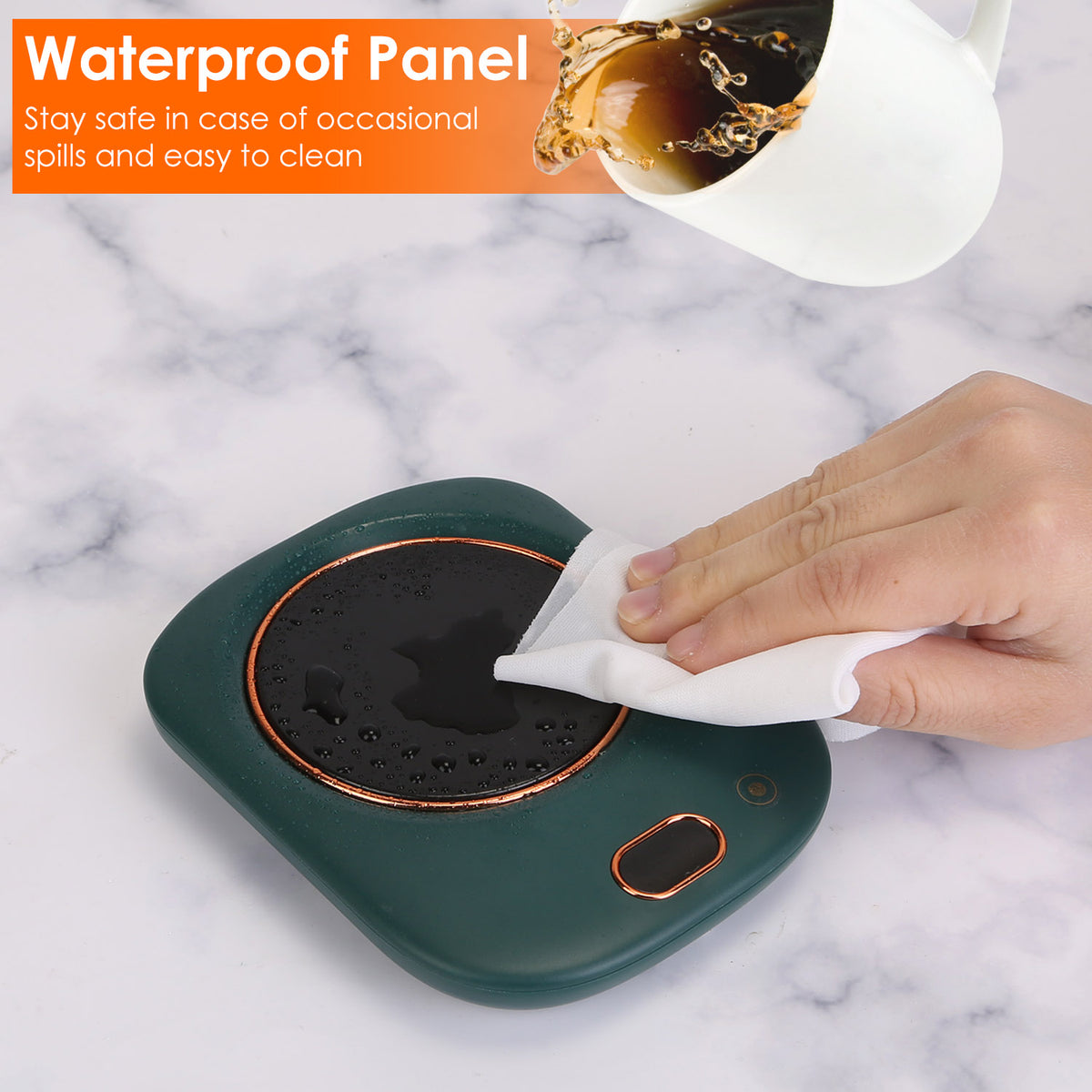 a hand wiping a surface with a white towel