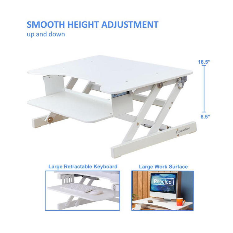 a white desk with a computer and a laptop