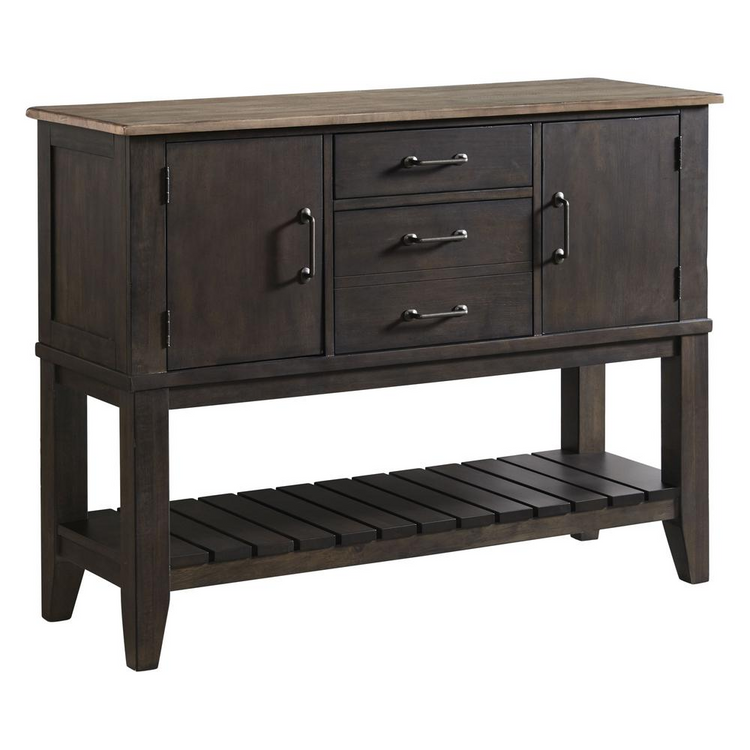 a brown wooden cabinet with drawers