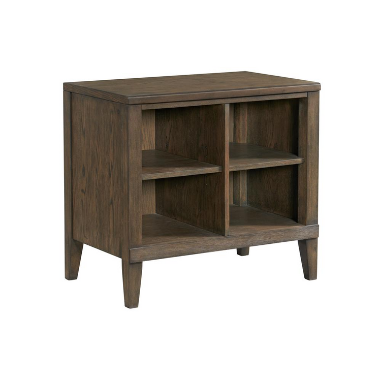 a wooden shelf with shelves