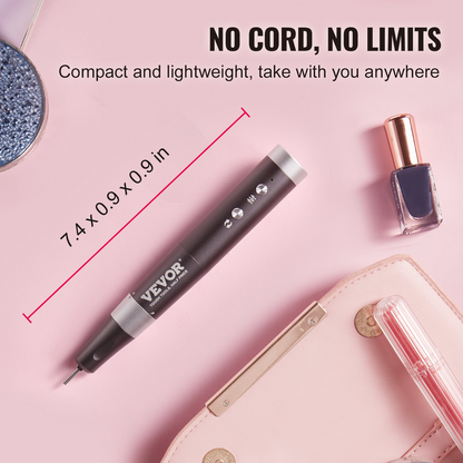 VEVOR Electric Cordless Nail Drill, 30,000RPM Variable-Speed Rechargeable Nail E File Machine, Portable Manicure Pedicure Polisher with 50PCS Sanding Bands for Dead Skin Removal, Nail Surface Smooth