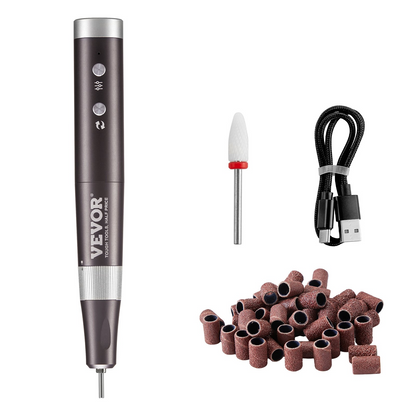 VEVOR Electric Cordless Nail Drill, 30,000RPM Variable-Speed Rechargeable Nail E File Machine, Portable Manicure Pedicure Polisher with 50PCS Sanding Bands for Dead Skin Removal, Nail Surface Smooth