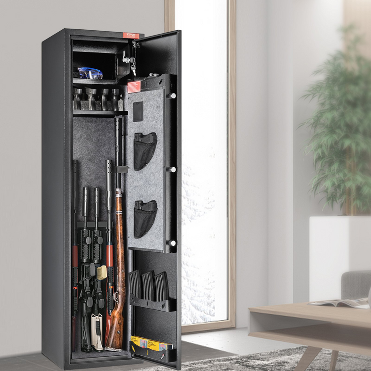 a gun safe with a door open