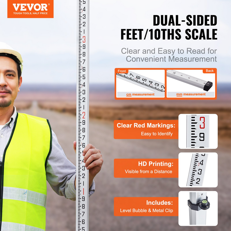 a man in a safety vest holding a ruler