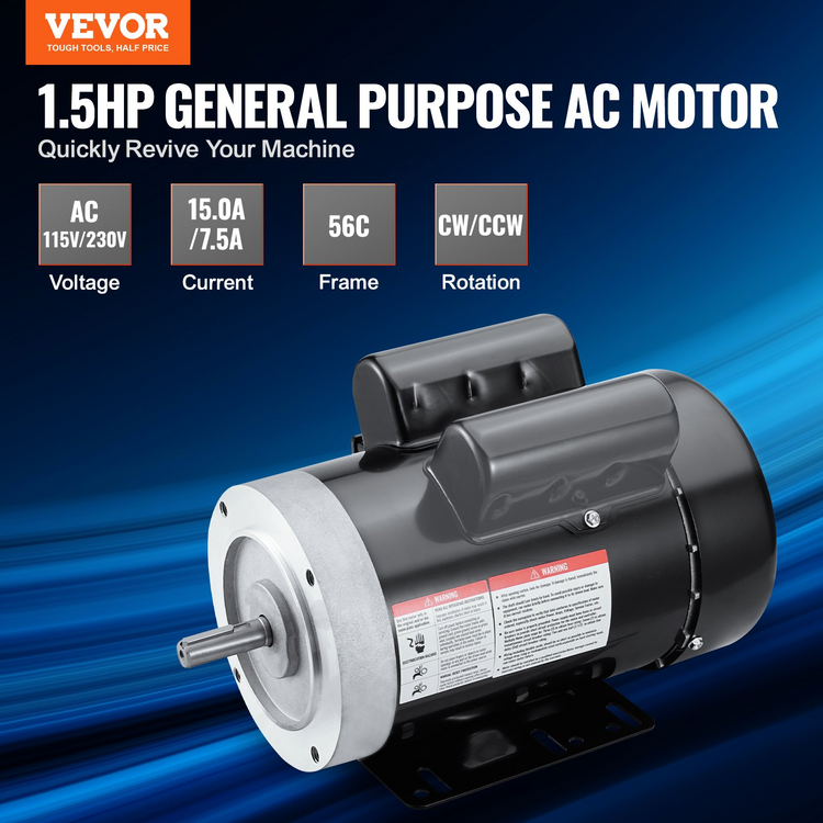 a black electric motor with white text