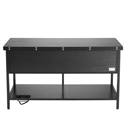 VEVOR Lift Top Coffee Table 39.4" Rectangle Coffee Table with Light & USB Black