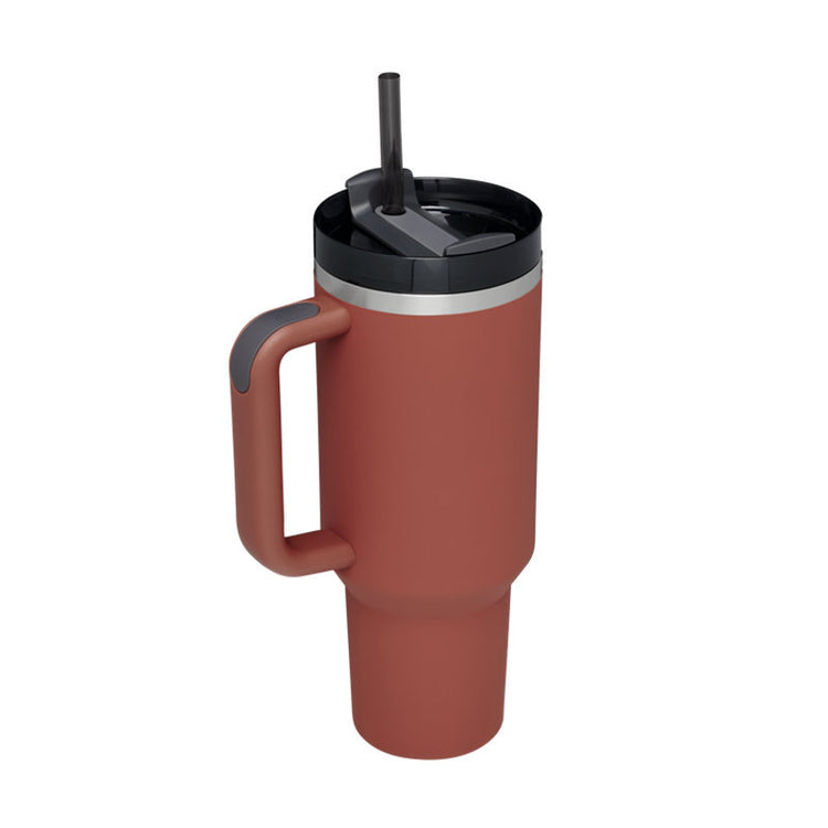 a brown and black coffee mug