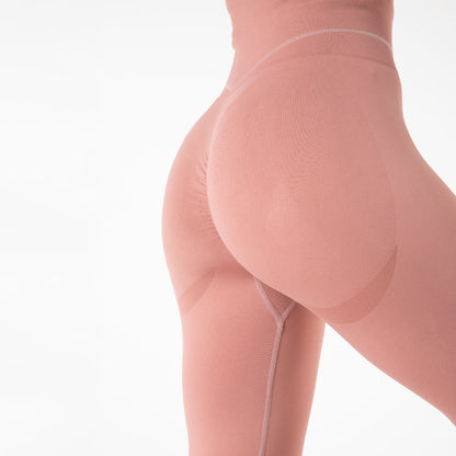 Women Solid Color Fitness Tight High Waist Forged Seamless Pink Yoga Pants