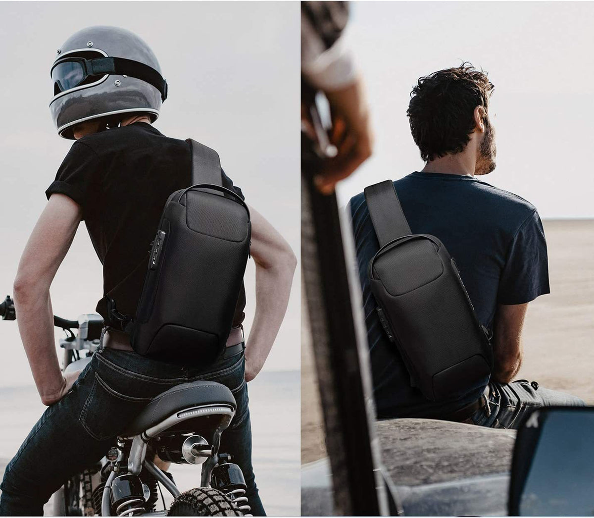 a man wearing a helmet and a backpack
