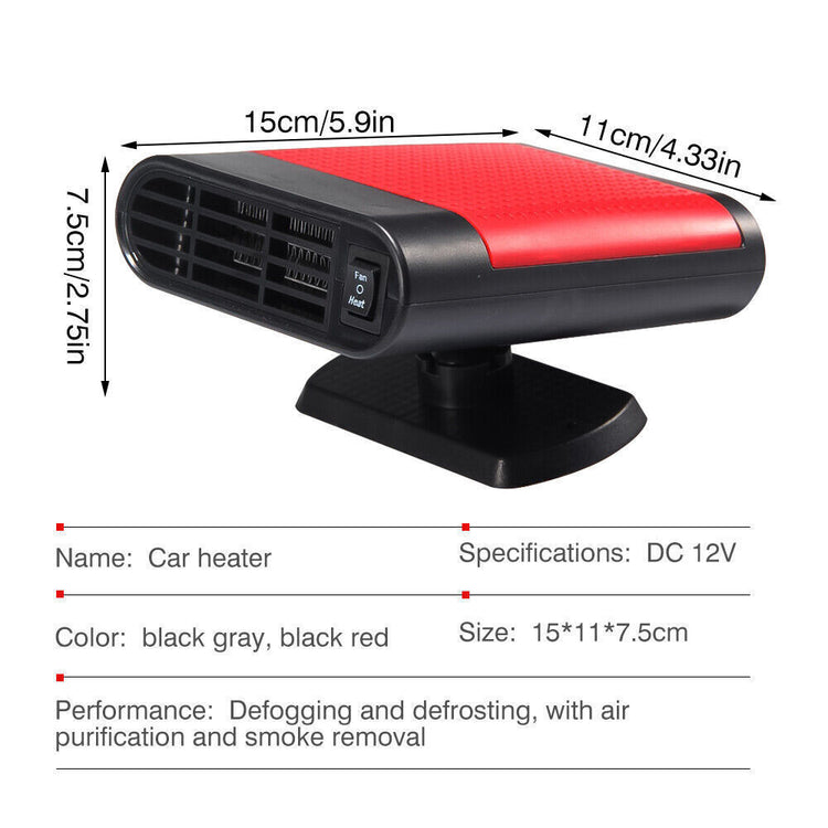 a red and black heater with measurements