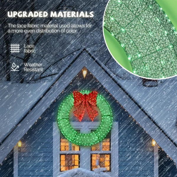 48in Pre-Lit Outdoor Christmas Wreath Decoration