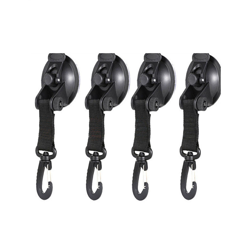 a row of black hooks