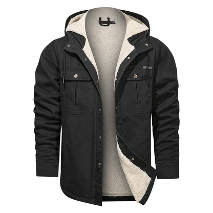 Men Cotton Jacket Winter Thick Warm Parkas Male Plus Velvet Casual Hooded Coat