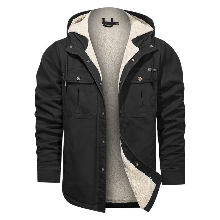 a black jacket with a white lining