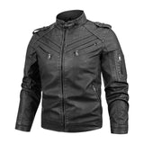 Men's Black PU Leather Vintage Biker Jacket