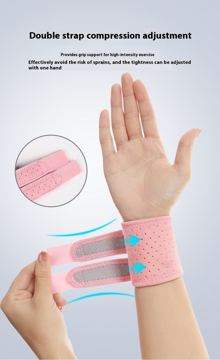 a person wearing a pink wrist band