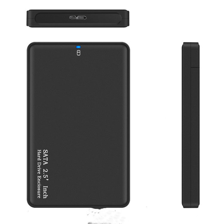 a rectangular black device with a blue light